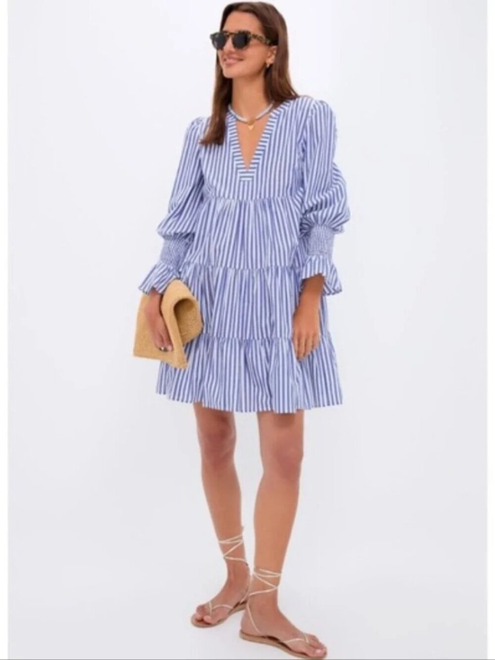 Tuckernuck Pomander Place Kenzo Blue White Striped Cotton Poplin Dress Size S
